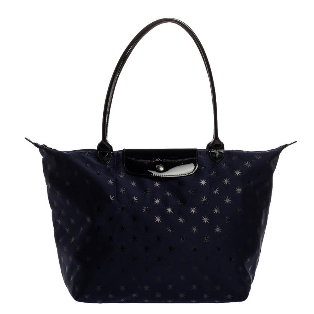 Longchamp Le Pliage etoile navy and black tote